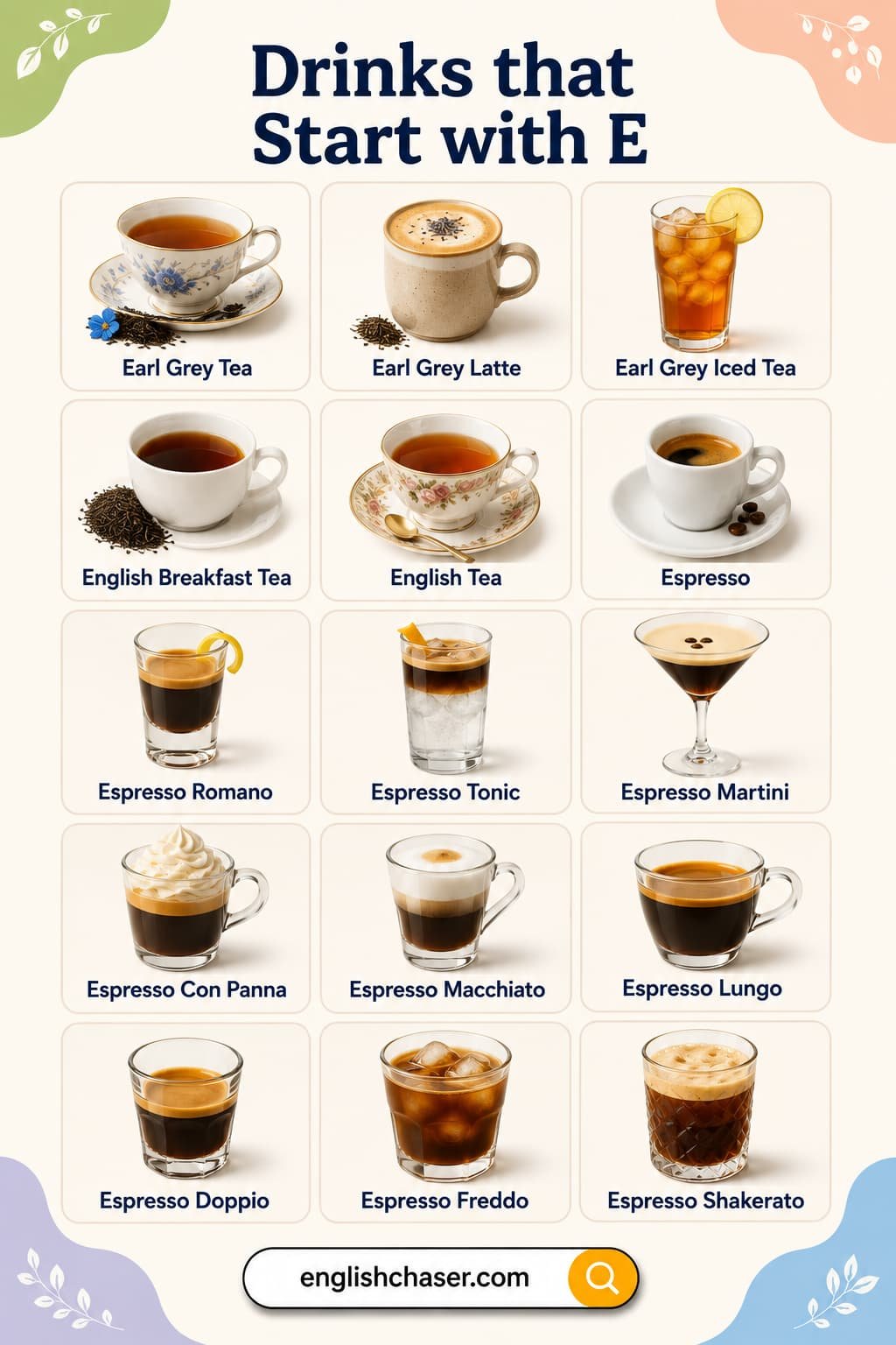 Delicious Drinks Beginning with E with Pictures