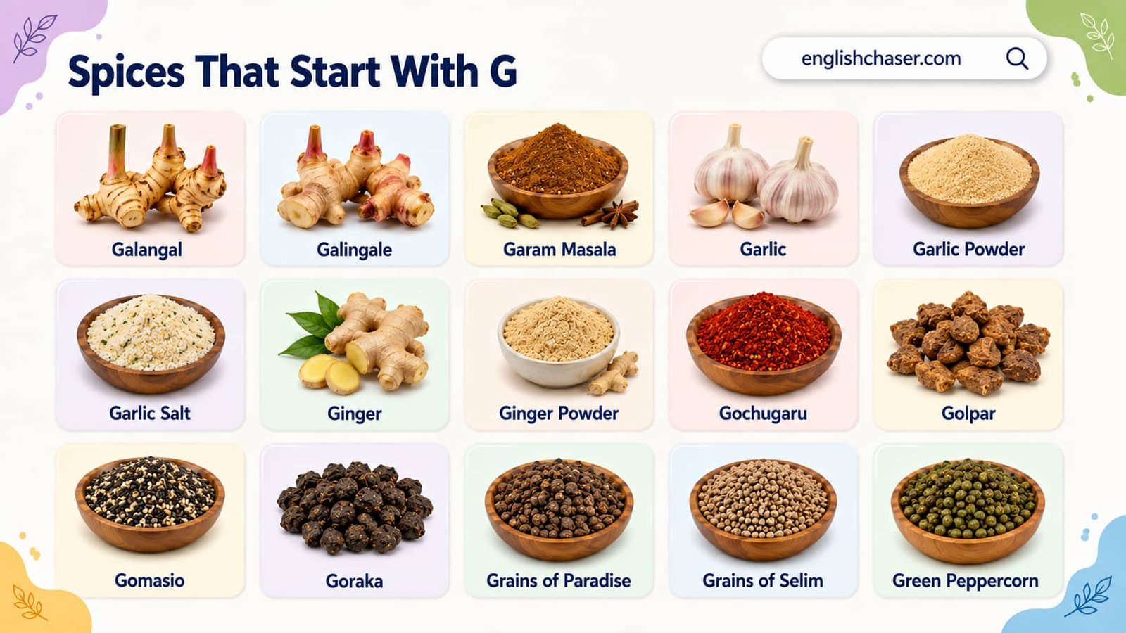 15+ Spices That Start With G: List with Names, Pictures and Uses